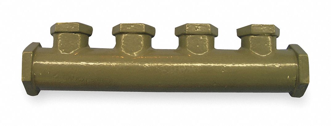 Manifold, 4 Port 1/2 And 3/4 In, Pk 6