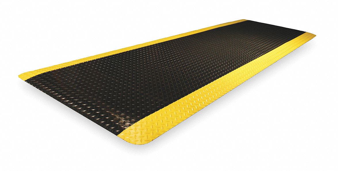 Antifatigue Mat, 3 x 10, Black With Yellow