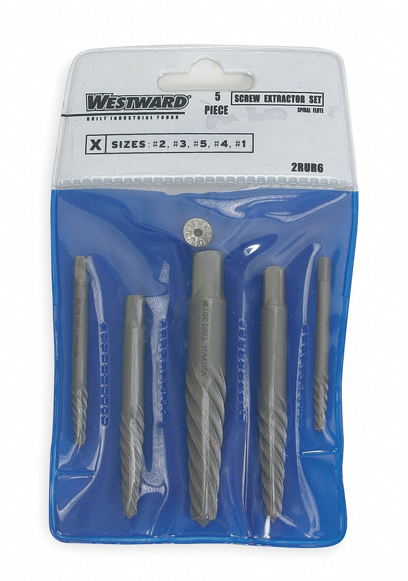 Screw Extractor Set, Cr Mo, 5 Pcs
