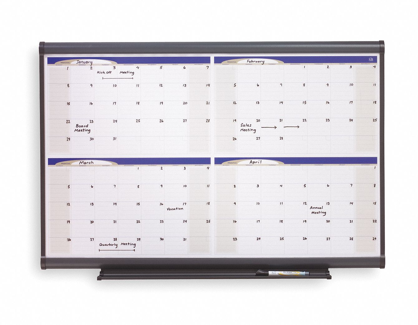 Calendar Planner, Dry-Erase, White