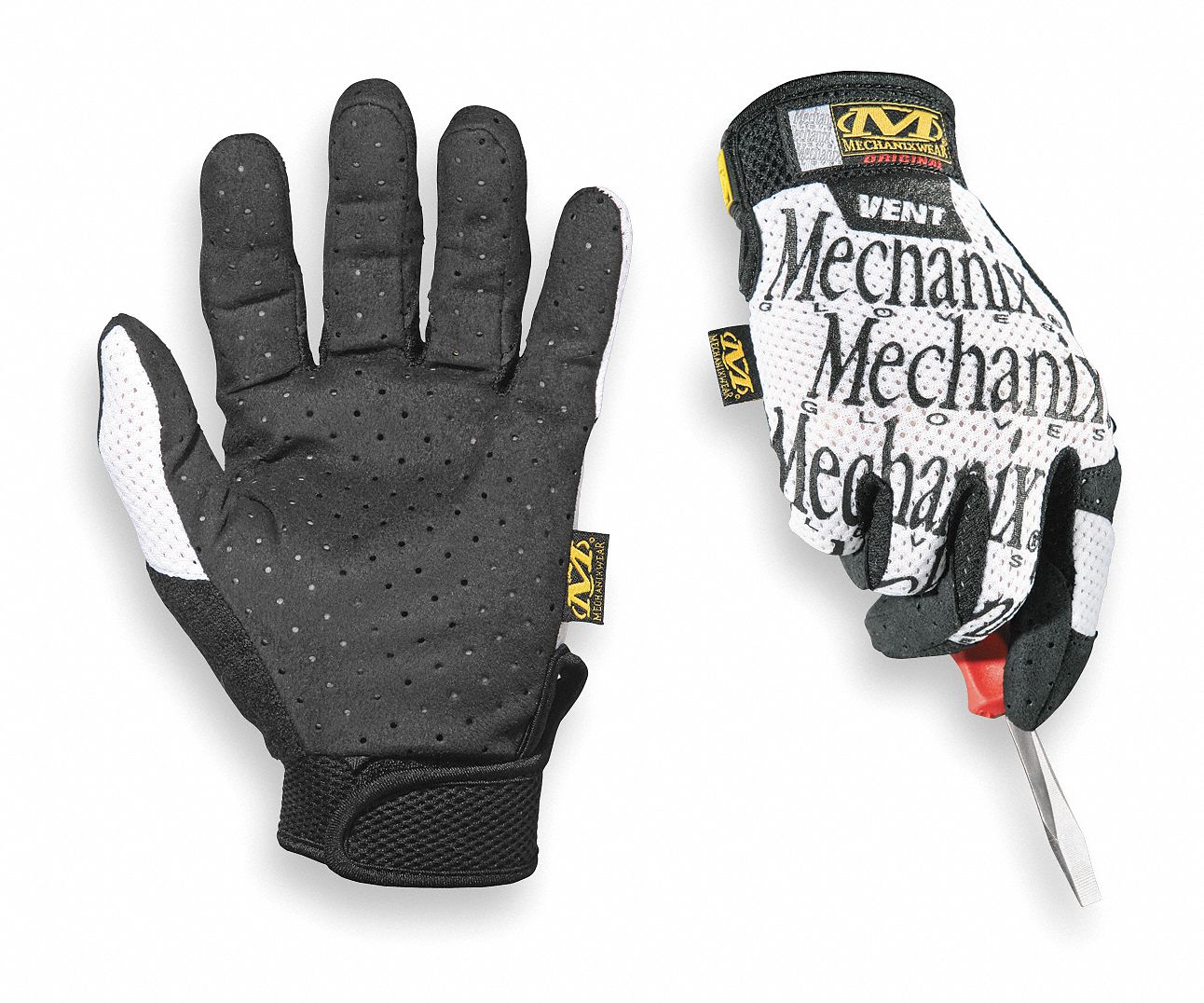 Mechanics Gloves, White, XL, PR