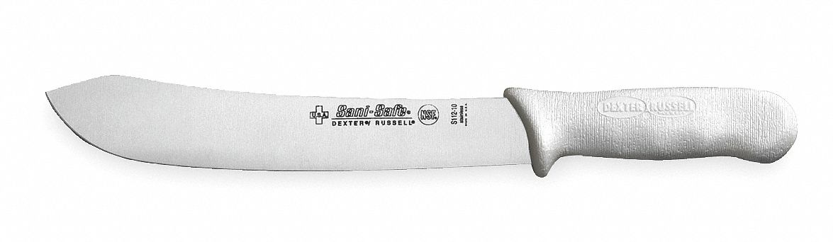 Butcher Knife, 12 In, Poly, White