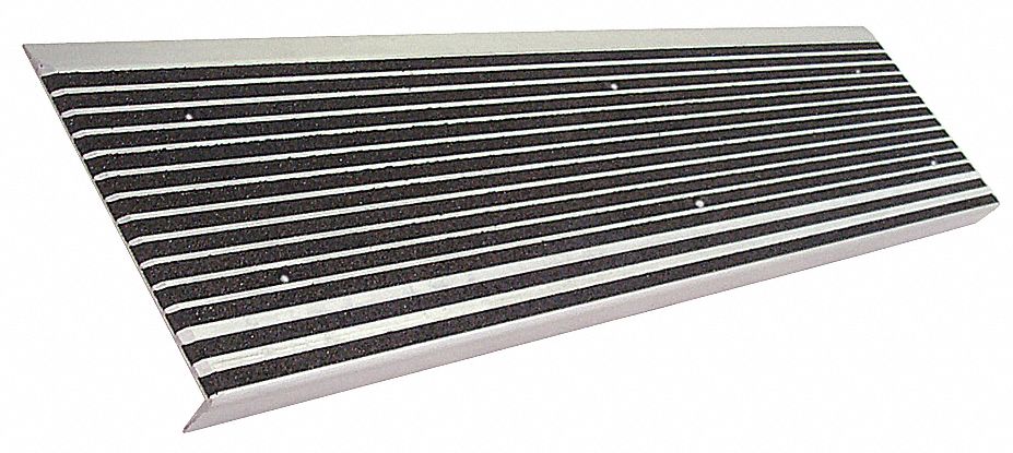 Stair Tread, Blk w/ Safety Ylw Front, Alum