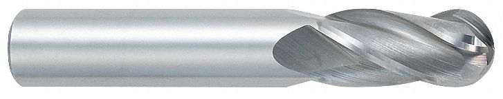End Mill, Carbide, 3/8, 4 FL, SGL Ball End