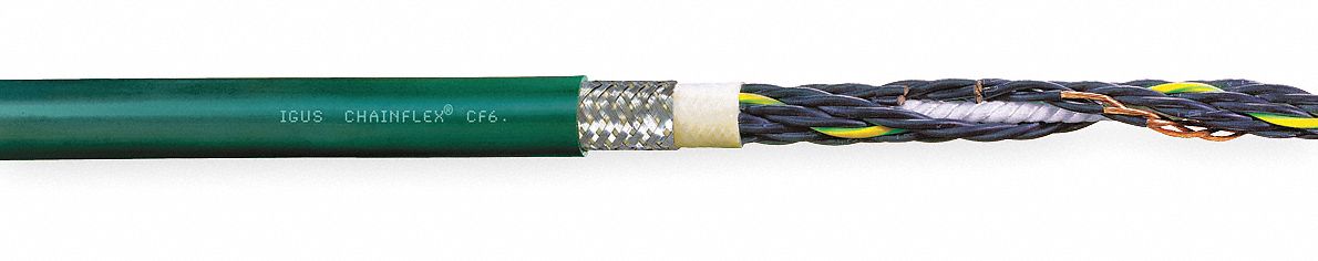 Control Cable, Flexing, 16/5, Green, 25 Ft