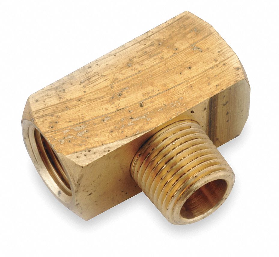 Branch Tee, 1/4 In, FNPT x MNPT, Brass