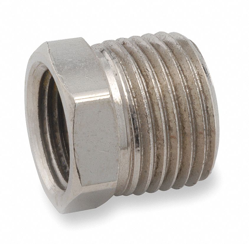 Hex Bushing, 1/2 x 3/8 In, F x MNPT, Brass