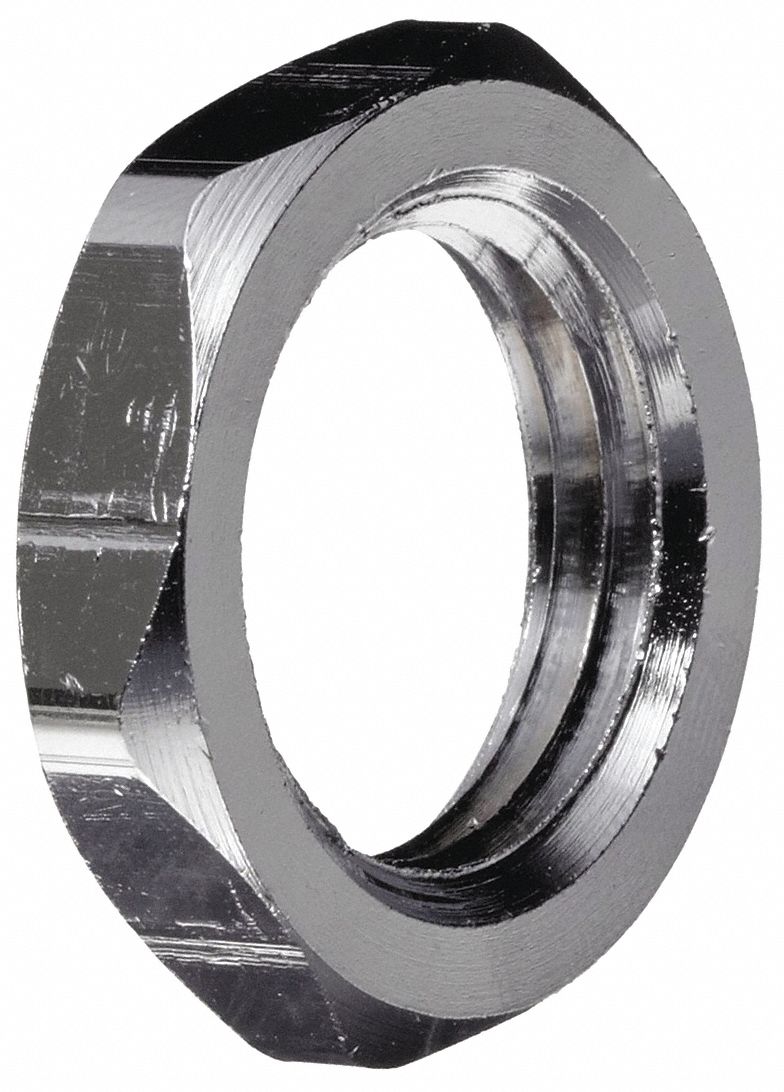 Locknut, 1/4 In, FNPT, Chrome Plated Brass