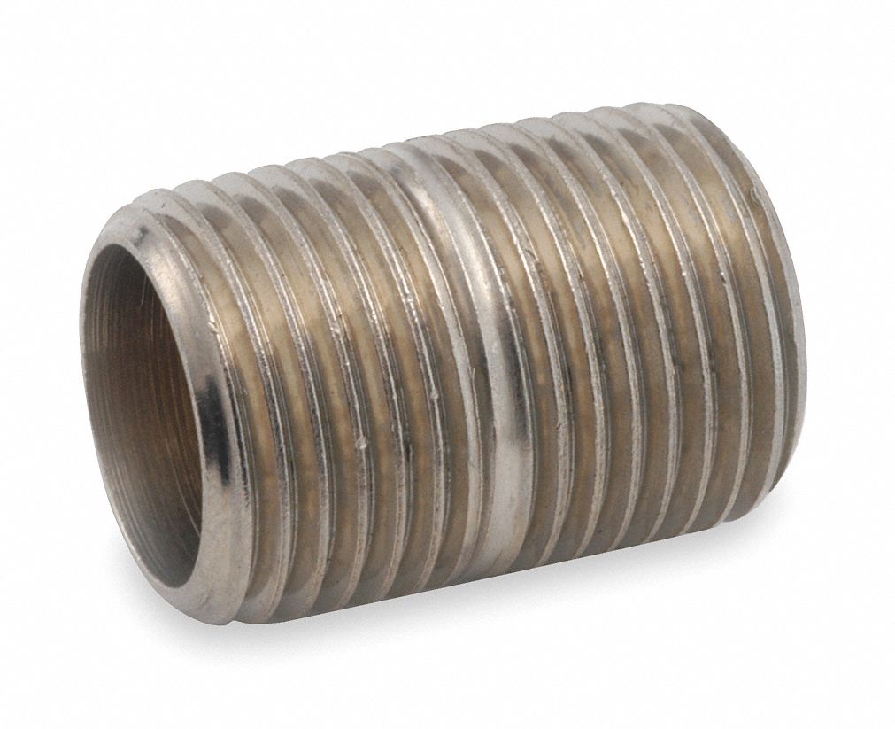 Pipe Nipple, 3/8 In x Close, MNPT, Brass