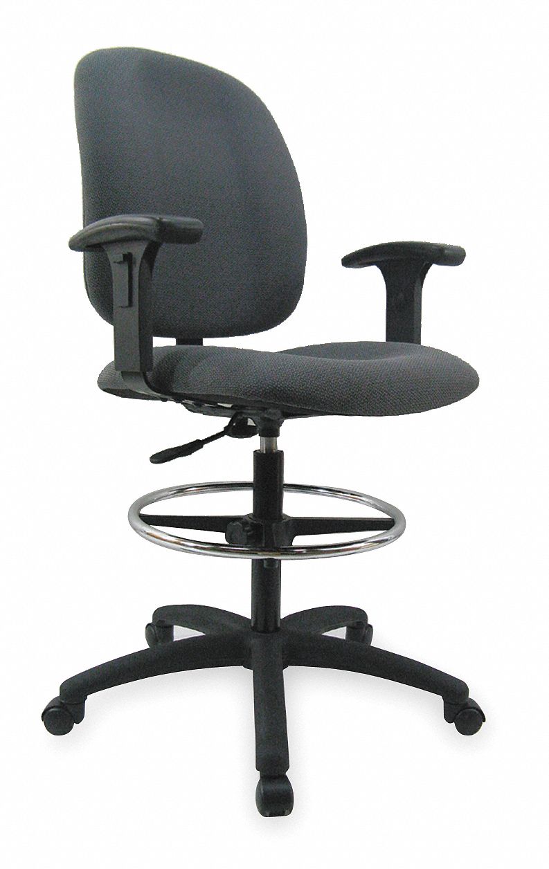 Drafting Chair, 46 In H, Adjust, Gray
