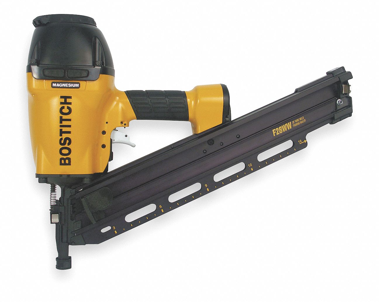 Air Framing Nailer, Offset Rnd, 28 Deg, Wre