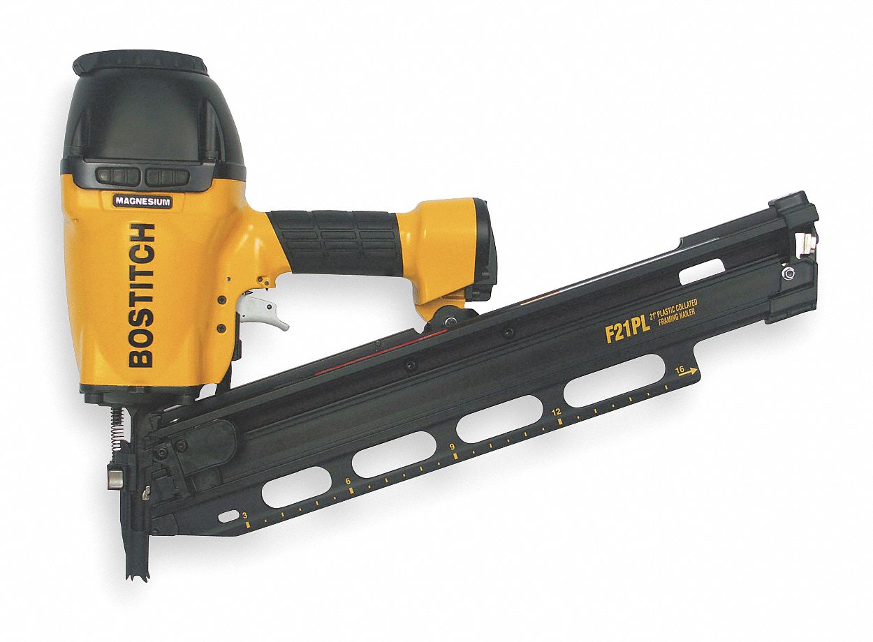 Air Framing Nailer, Full Rnd, 21 Deg, Plast