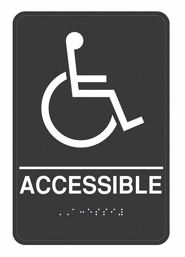 Braille Sign, 9 x 6In, WHT/BK, Vinyl, ENG