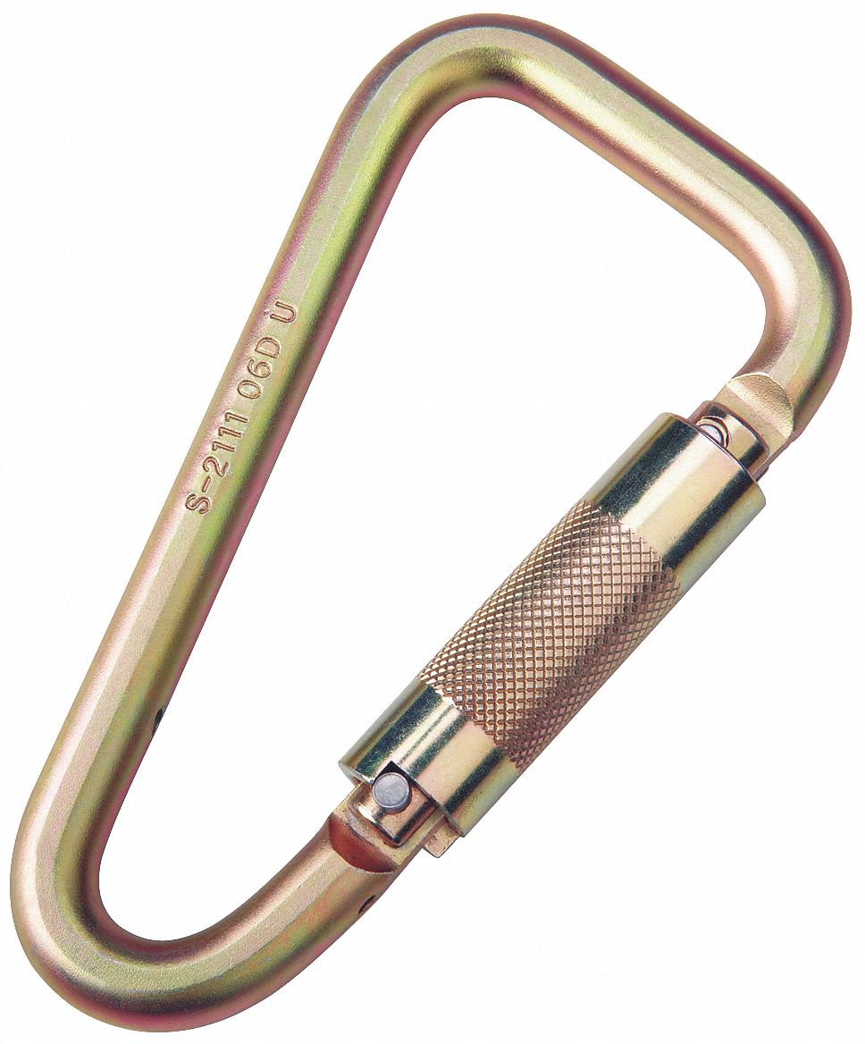 Carabiner, Plated Steel, 7 In. L, Auto-Lock