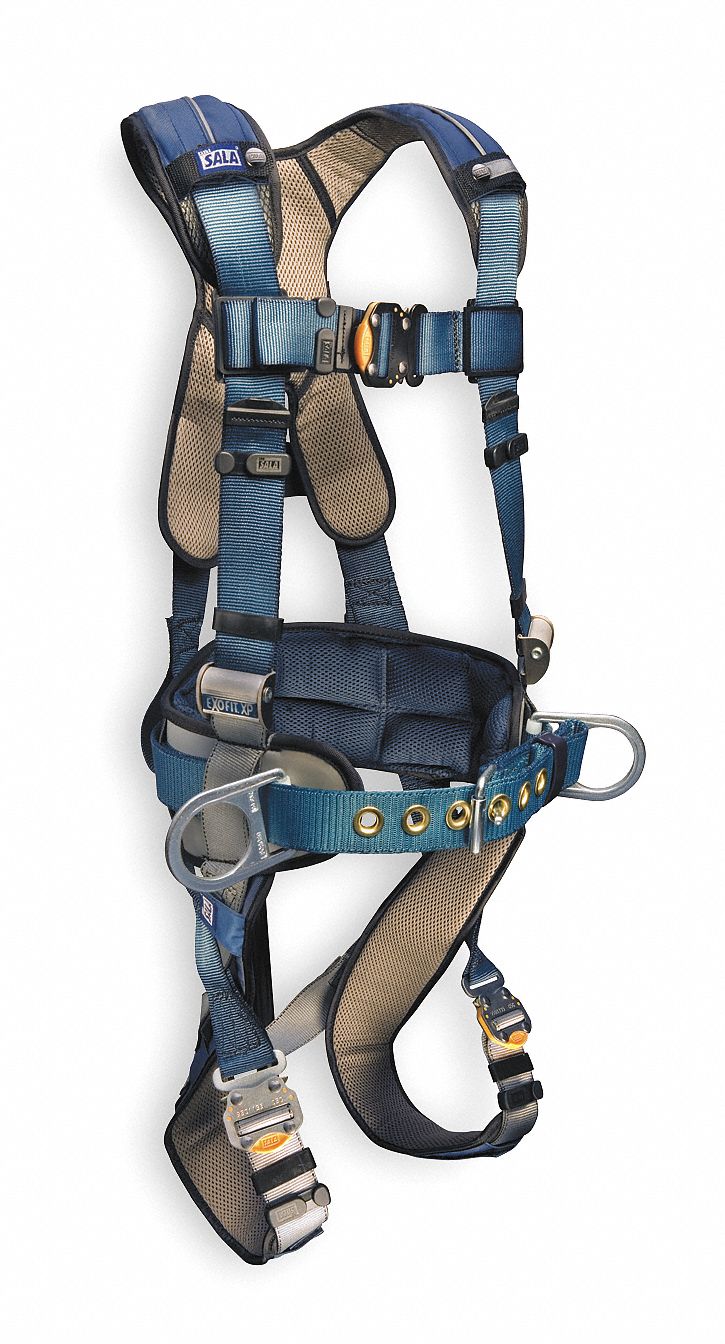 Full Body Harness, L, 420 lb., Blue/Gray