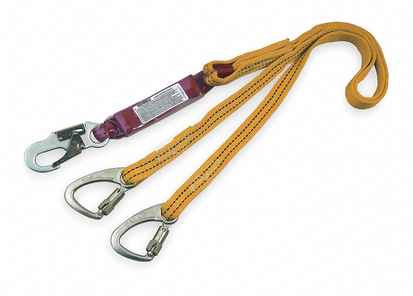 Tie-Back Lanyard, 2 Leg, Nylon, Yellow