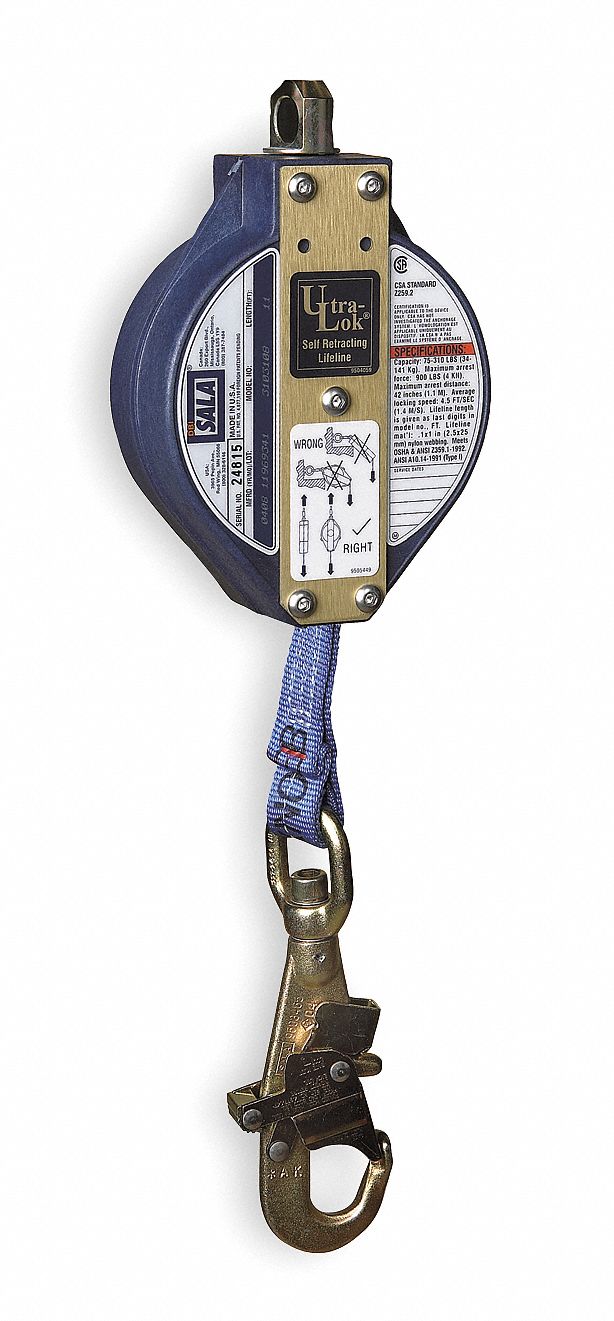 Slf-Retracting Lifeline, 11ft, Nylon, 420lb