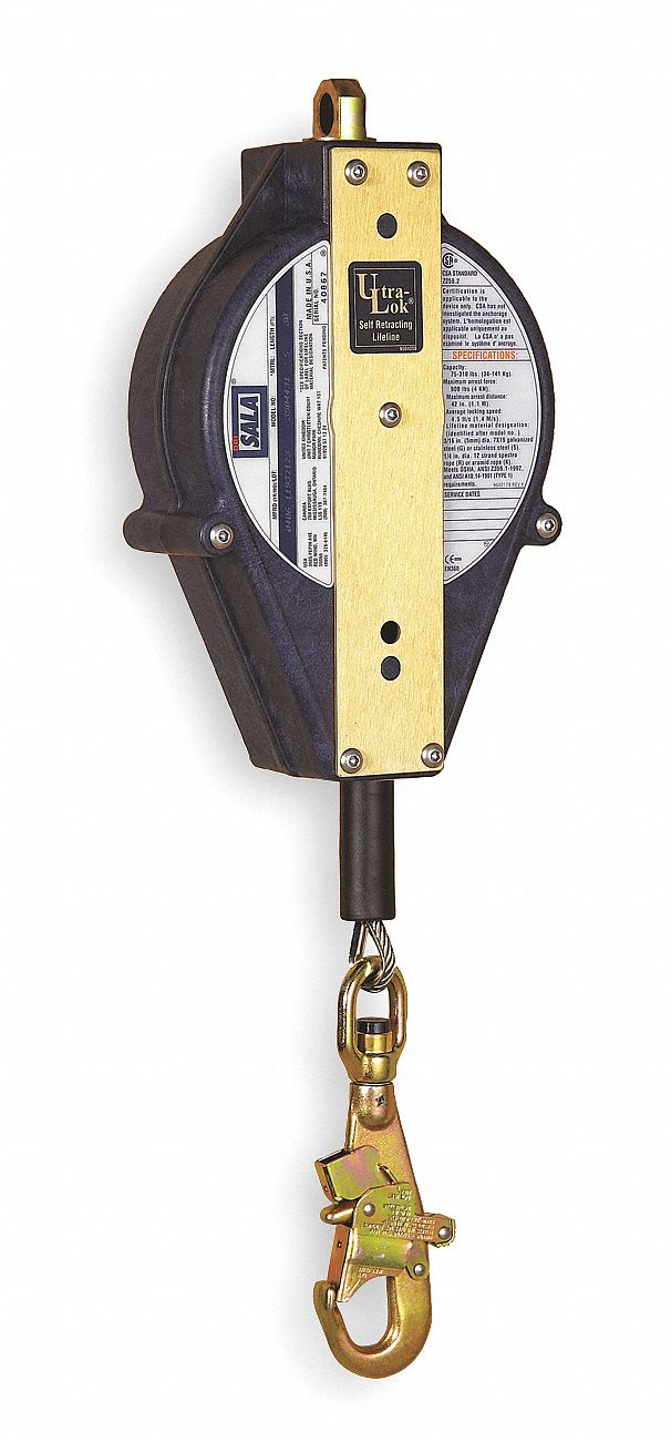 Slf-Rtrctng Lifeline, 30ft, Stnlss Stl, Blu