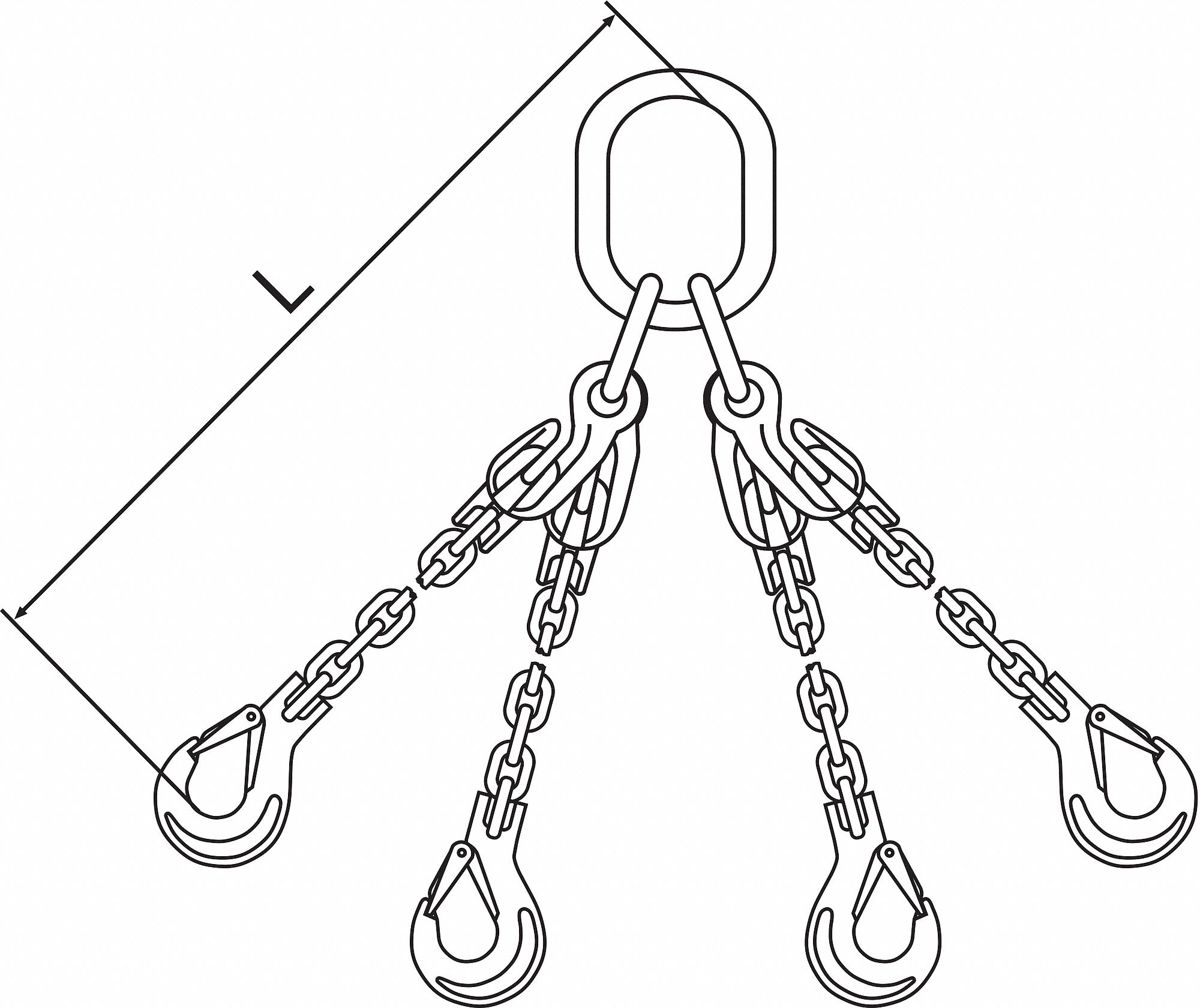 Chain Sling, G100, QOSXK, Alloy Steel, 5 ft.