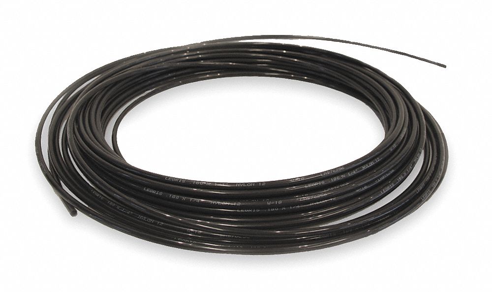 Tubing, 1/4 In OD, Nylon, Black, 100 Ft
