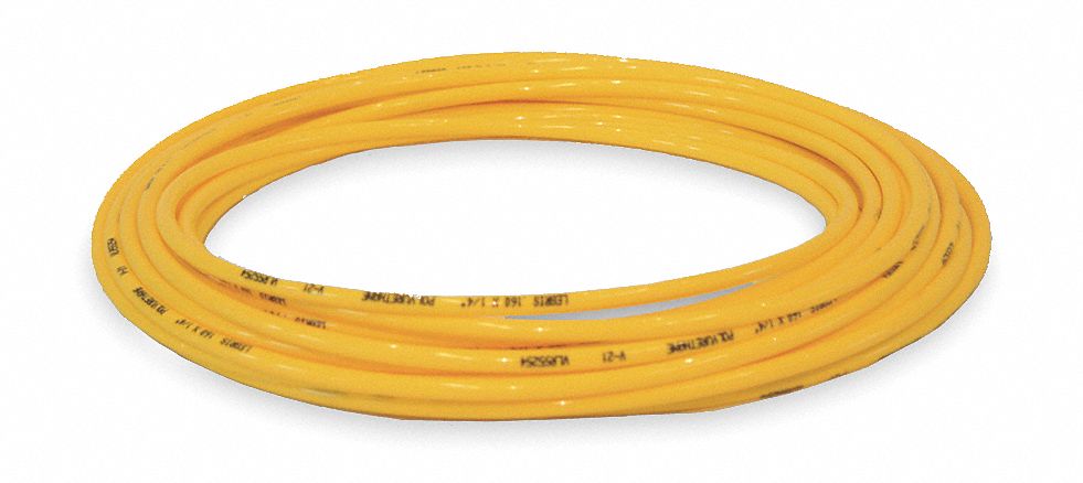 Tubing, 5/16 In OD, Nylon, Yellow, 100 Ft