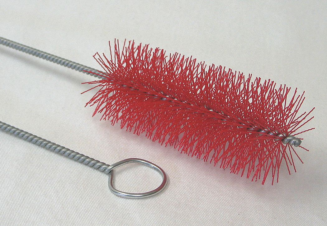 Pipe Brush with Hndl, Nylon, Red, 36 In OAL