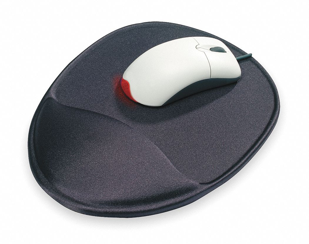 Mouse Pad w/Wrist Support, Black, Oval