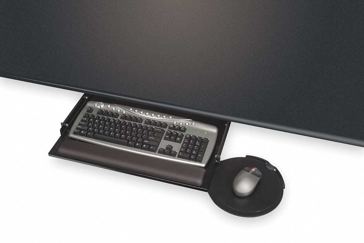 Under-Desk Keyboard Drawer, 2-1/2in, Black