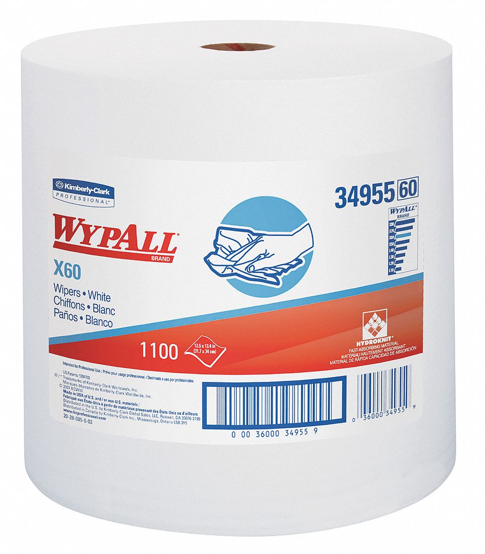 Wypall Wiper Rolls, White, 1228 ft. L