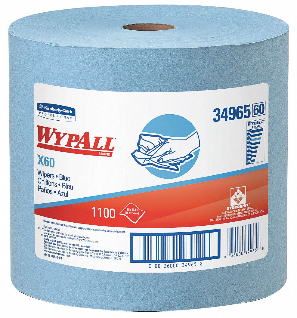 Wypall Wiper Rolls, 1228 ft. L, Blue