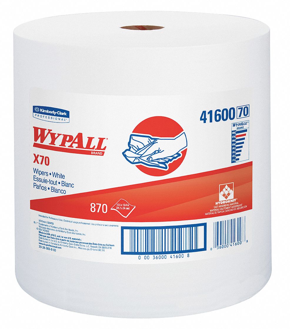 Wypall Wiper Rolls, 870 ft. L, White