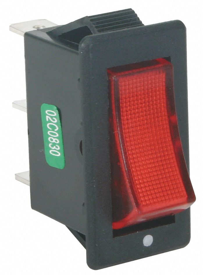 Lighted Rocker Switch, SPST, 3 Connections