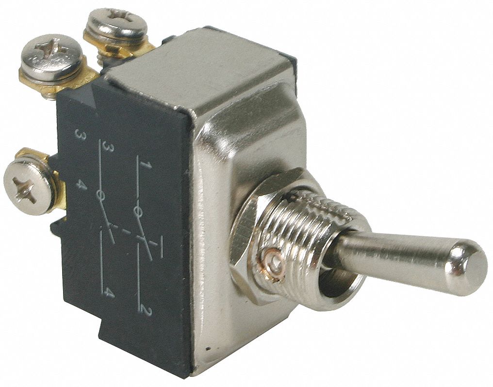 Toggle Switch, DPST, 4 Conn., On/Off