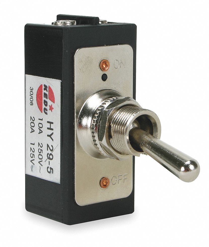 Toggle Switch, DPST, 4 Conn., On/Off