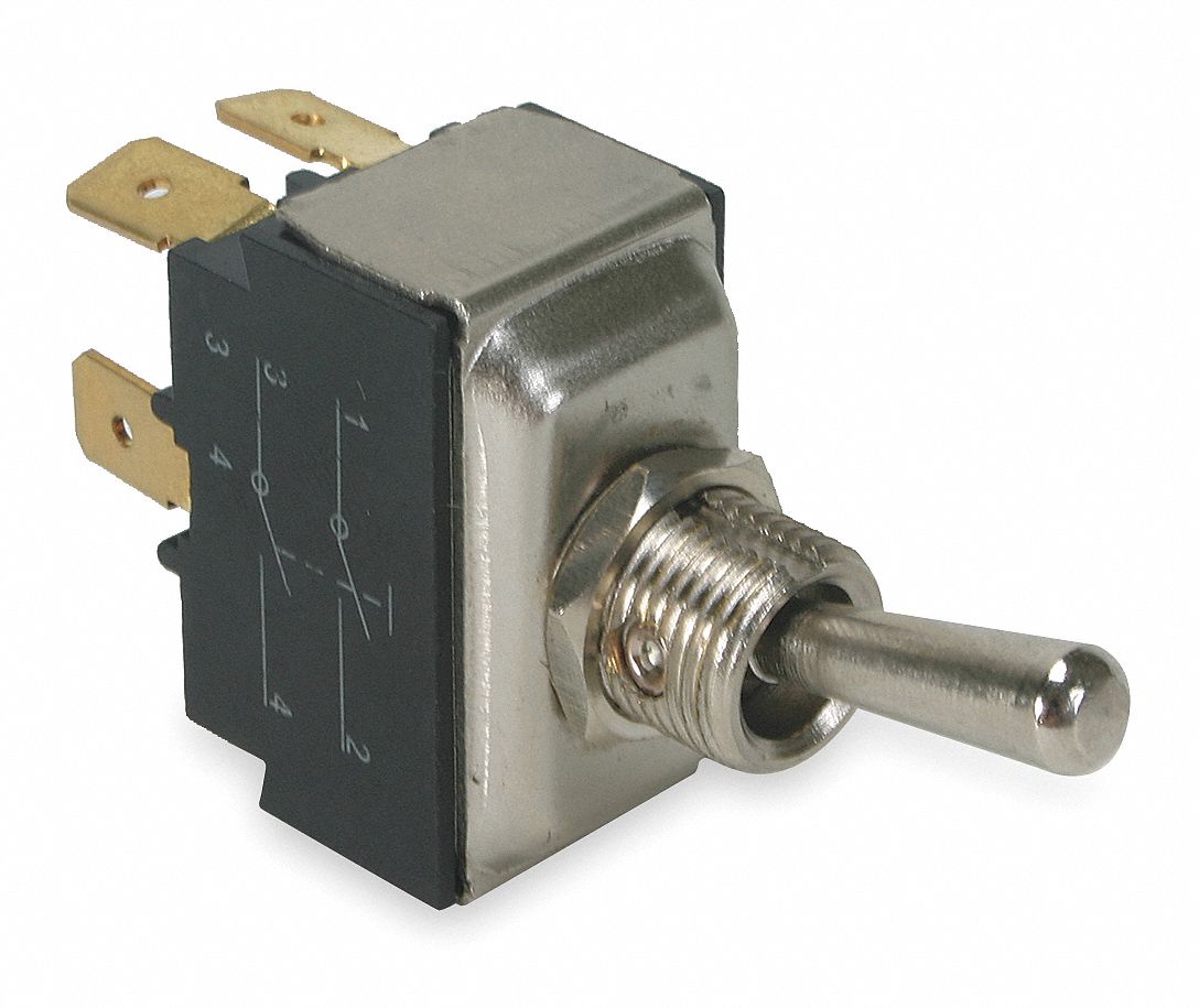 Toggle Switch, DPST, 4 Conn., On/Off
