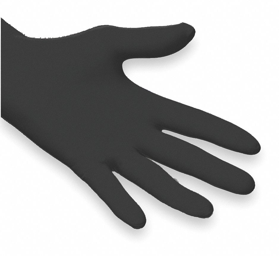 Disposable Gloves, Nitrile, XL, Black, PK100