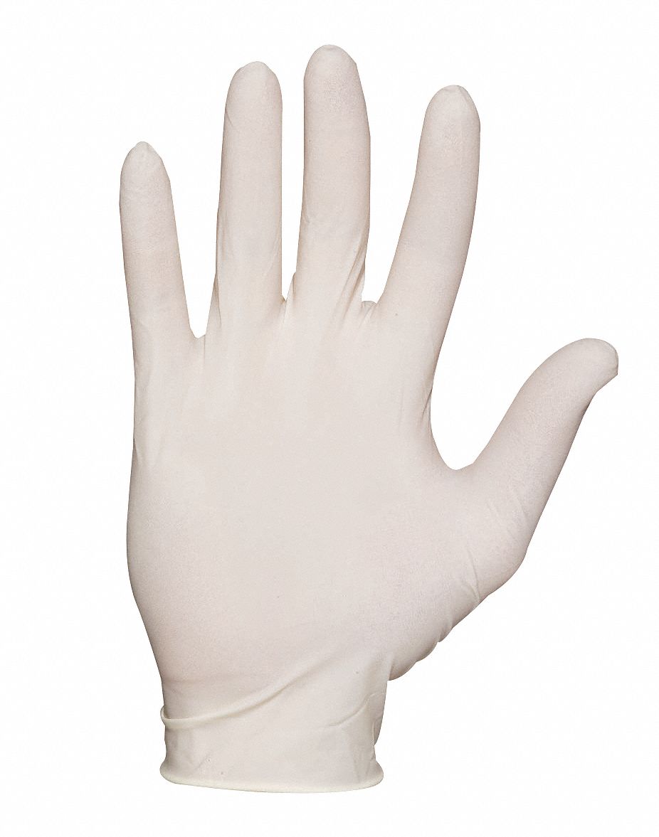Disposable Gloves, Latex, M, Natural, PK100