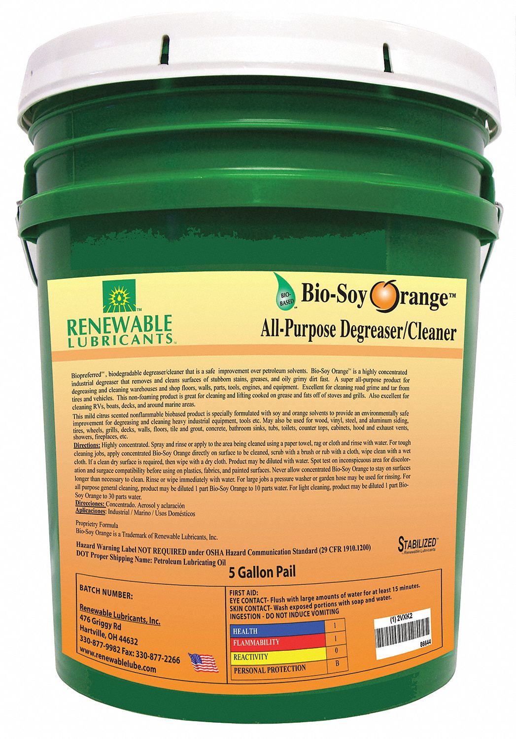 Bio Soy Cleaner Degreaser, Size 5 gal.