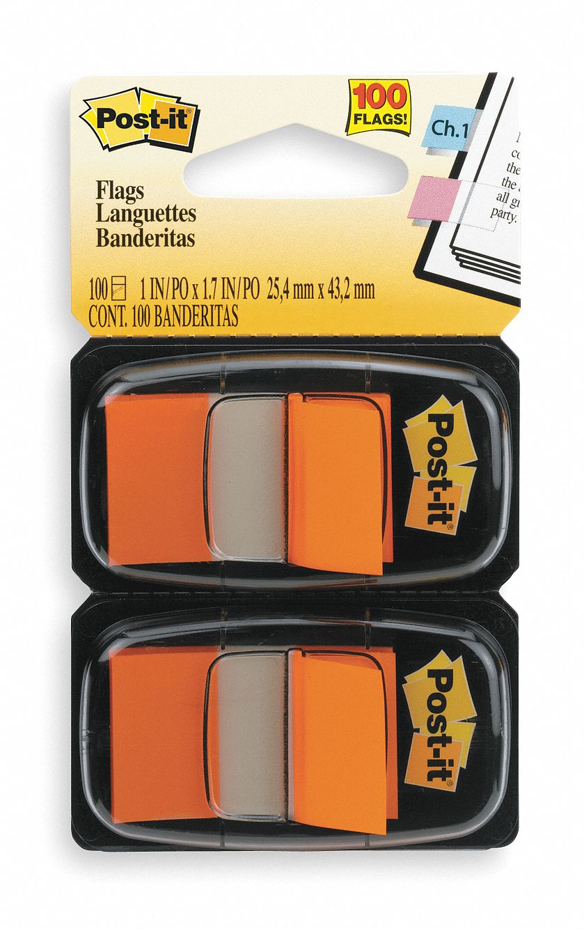 Sticky Flags, 1 x 1-3/4 In., Orange, PK2