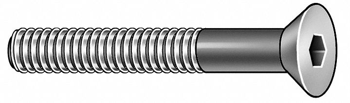 Socket Cap Screw, Flat, 1/4-20x2 In, Pk 100
