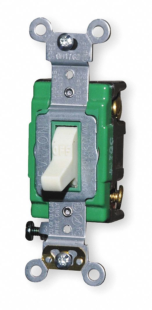 Wall Switch, 2-Pole, 30 A, Ivory, Industrial