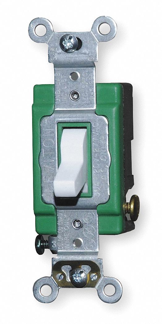 Wall Switch, 3-Way, 30 A, White, Industrial