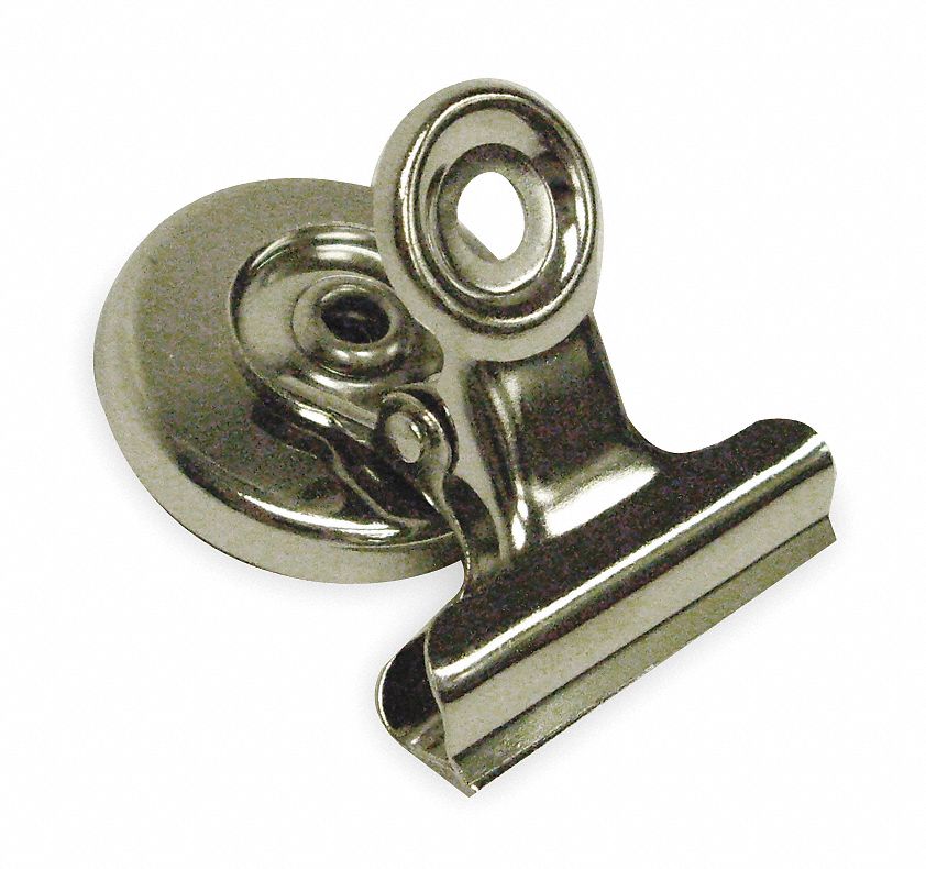 Magnetic Bulldog Clip, 1In, Slvr, PK2