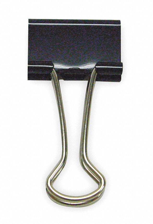 Binder Clip, 1-1/4 In, Metal, Black, Pk 24