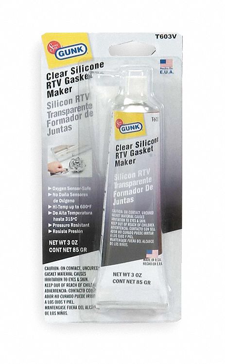 Silicone RTV Gasket Sealant, Clear, 3 Oz