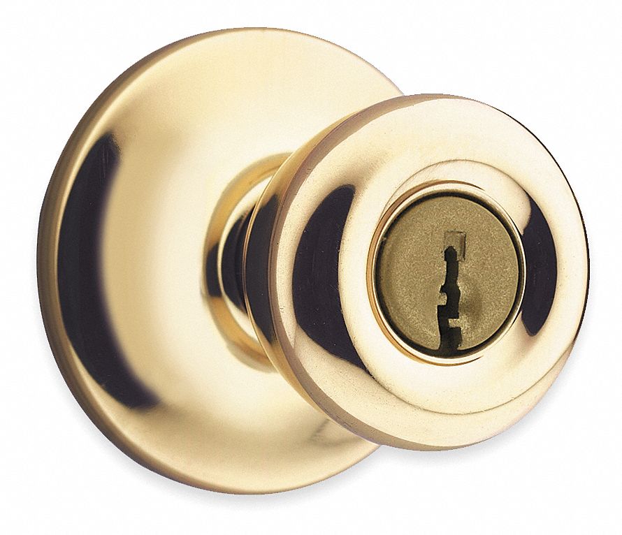 Knob Lockset, Polished Brass