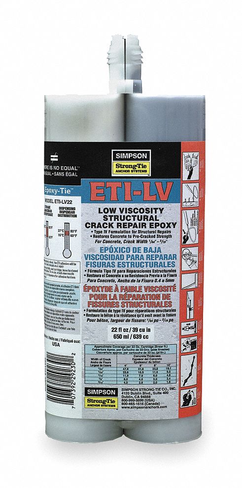 Crack Injection Resin, 2-Part Epoxy, 22 Oz