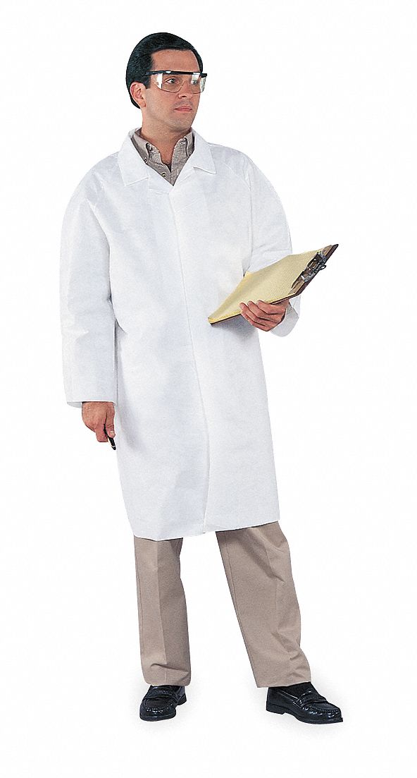 Disp. Lab Coat, 2XL, Microporous, Wht, PK30