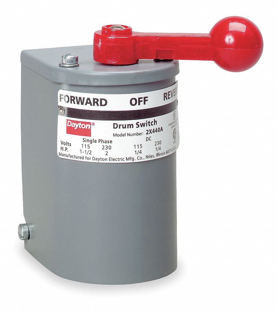 Drum Sw., Rev., Momentary, 2HP@3Ph-230V