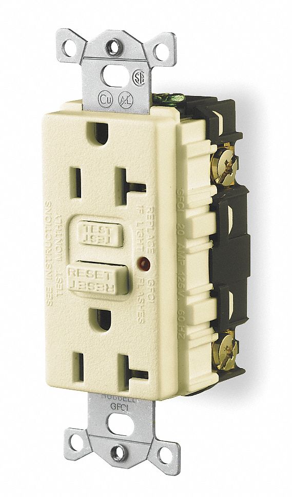 Receptacle, GFCI, 20 Amp, 120 VAC, 5-20R, LED